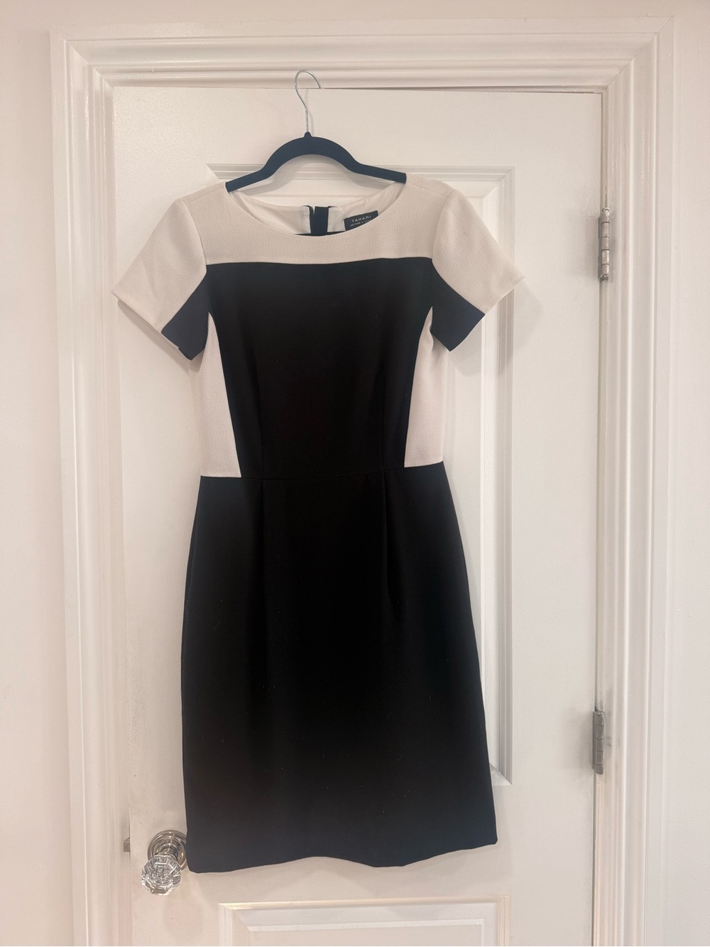 Tahari Black and White Colorblock Sheath Dress